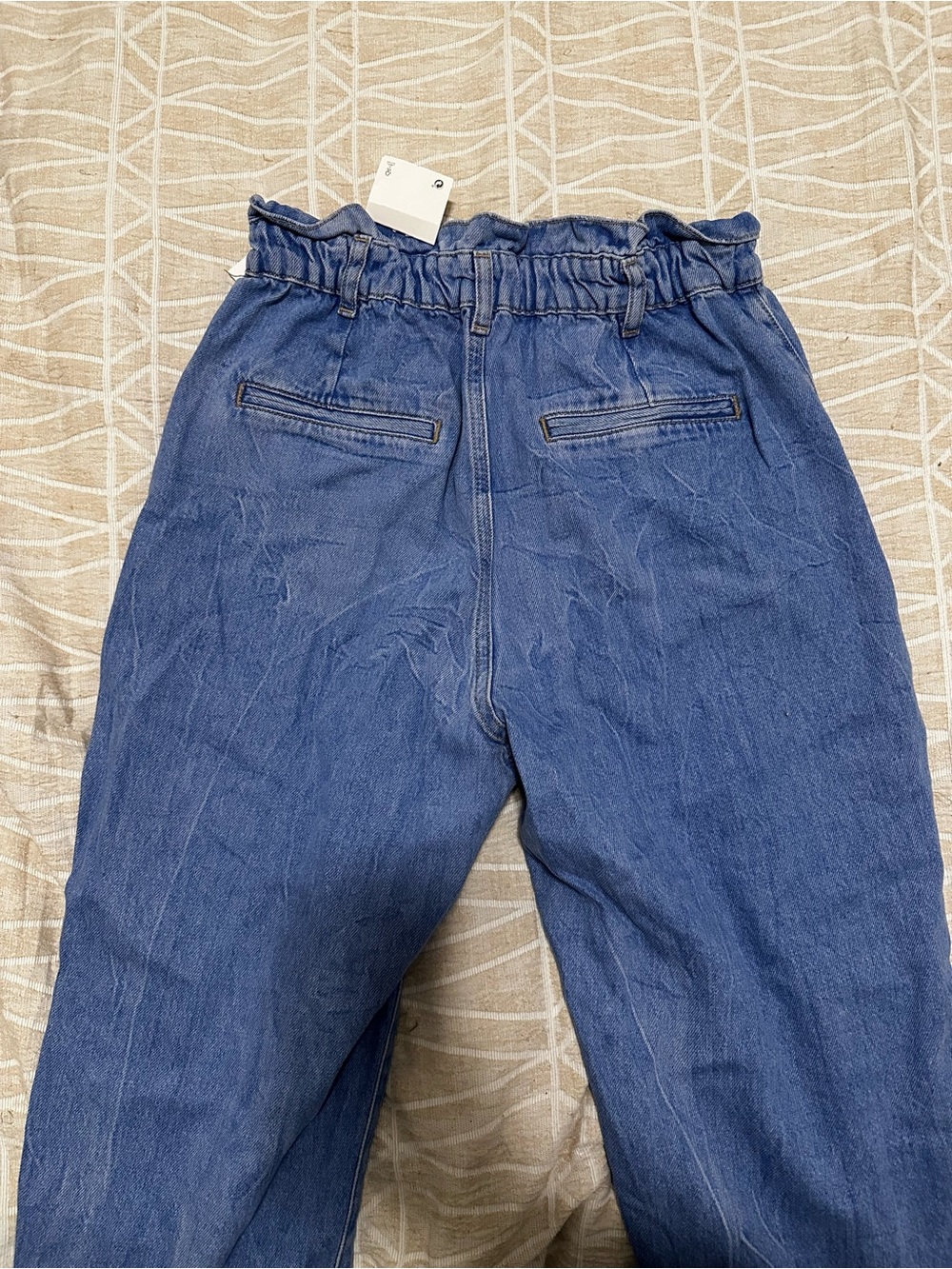 Zara Paperbag Waist Baggy Blue Jeans - Picture 4 of 4